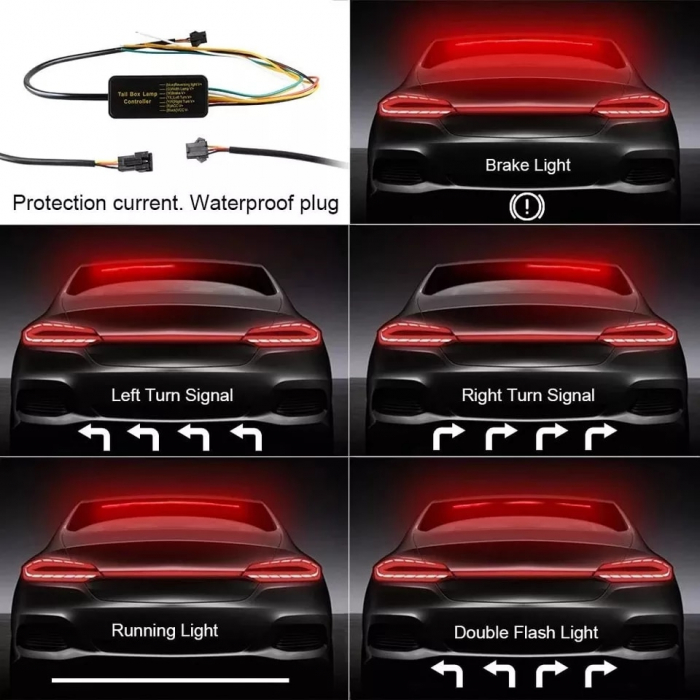 Banda Led spate rosie cu semnalizare, frana si pozitie 103cm [1]