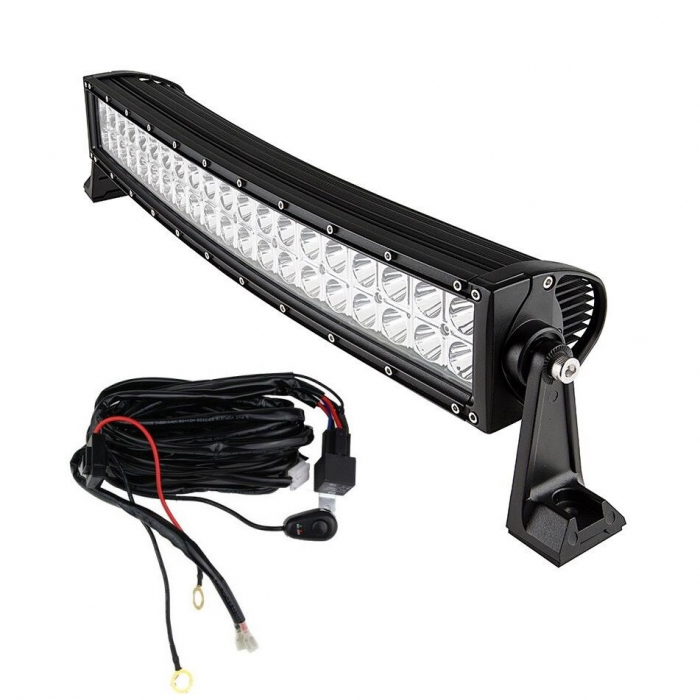 Bara LED Curbata 120W/12V-24V, 10200 Lumeni, 22"/57 cm, Combo Beam 12/60 Grade + Cablaj cu Releu si Buton on/off [6]