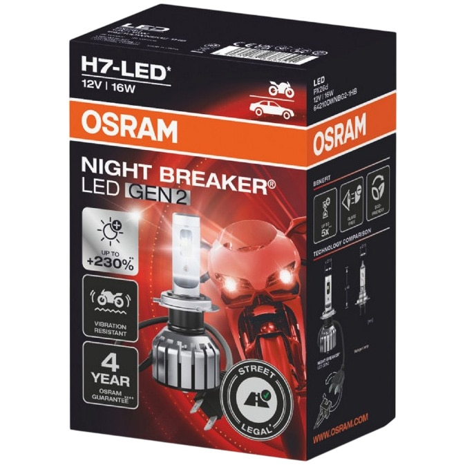 Bec LED Moto OSRAM Gen.2 Night Breaker+230% LED H7, 16 W ,12 V ,Blister, 1buc [1]
