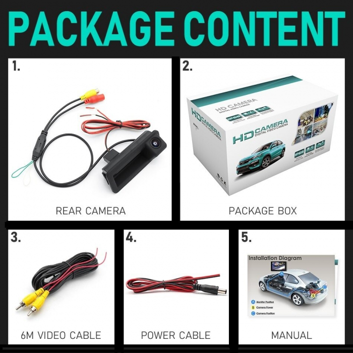 Camera marsarier HD cu starlight night vision dedicata pentru Ford Mondeo Mk4, Focus Mk2, Fiesta, Smax, Fusion pe manerul de la hayon - FA921 [4]