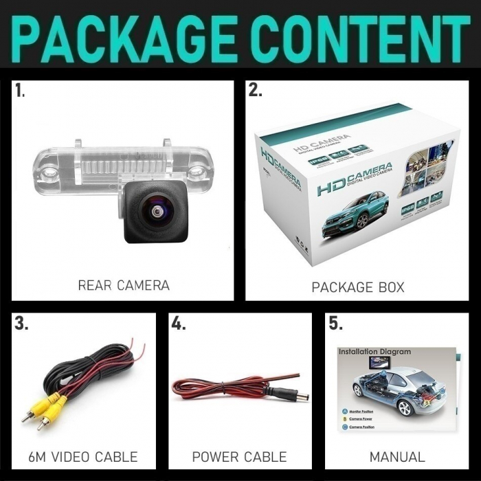 Camera marsarier HD, unghi 170 grade cu StarLight Night Vision pentru Mercedes-Benz ML W164, ML W166, GL X164, R W251 - FA8259 [5]