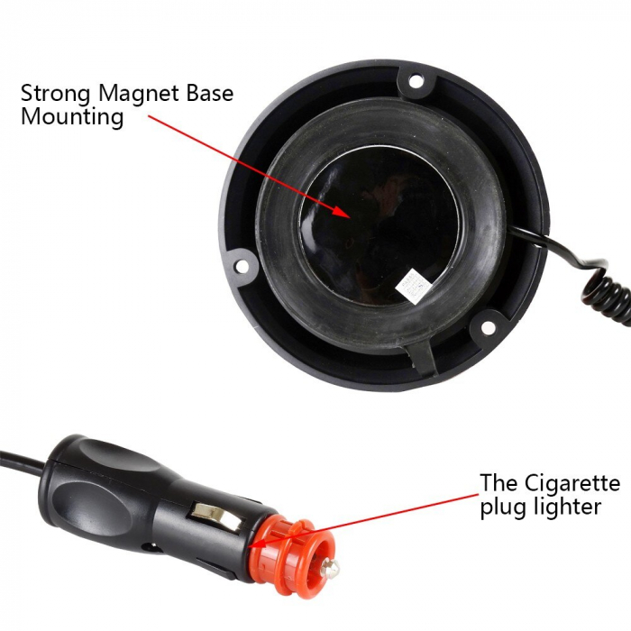 Girofar cu LED cu baza magnetica 12V-24V cu 3 functii WL014(H) [5]