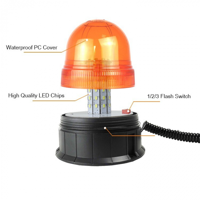 Girofar cu LED cu baza magnetica 12V-24V cu 3 functii WL014(G) [5]