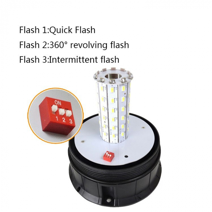 Girofar cu LED cu baza magnetica 12V-24V cu 3 functii WL014(H) [6]