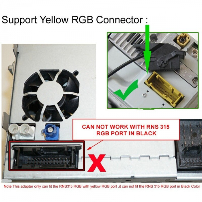 Interfata video VW, Skoda, Seat, convertor CVBS-RGBS pentru montare camera marsarier aftermarket la RNS315 [3]