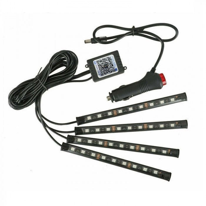 Kit 4 Lumini Ambientale RGB cu Aplicatie Telefon Bluetooth, 12V, 9 LED, 17 cm LAL-9 [6]