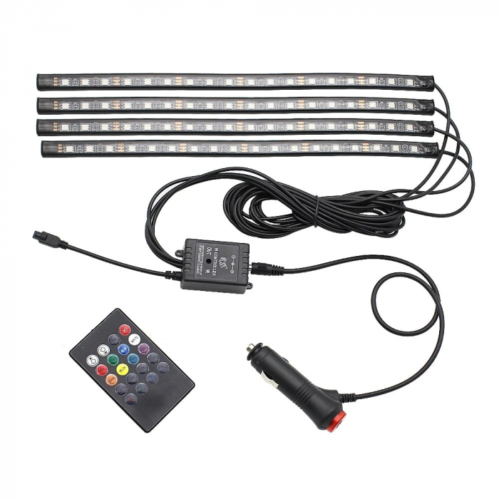 Kit 4 Lumini Ambientale RGB cu telecomanda, 12V, 18 LED, 32 cm LAL-18-Remote [2]
