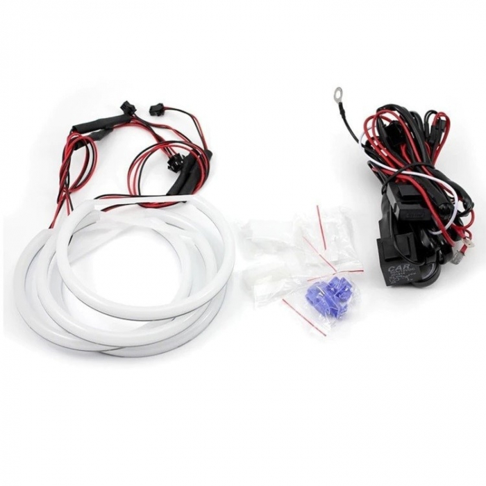 Kit Angel Eyes LED COTTON pentru BMW E46 Coupe/Cabrio Fara Facelift far ZKW cu lupa - 4x131mm [1]