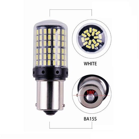 Led auto 1156 BA15S P21W 1156 Alb cu Canbus 144 SMD 3014 12V - BA15S-144SMD-3014 [2]