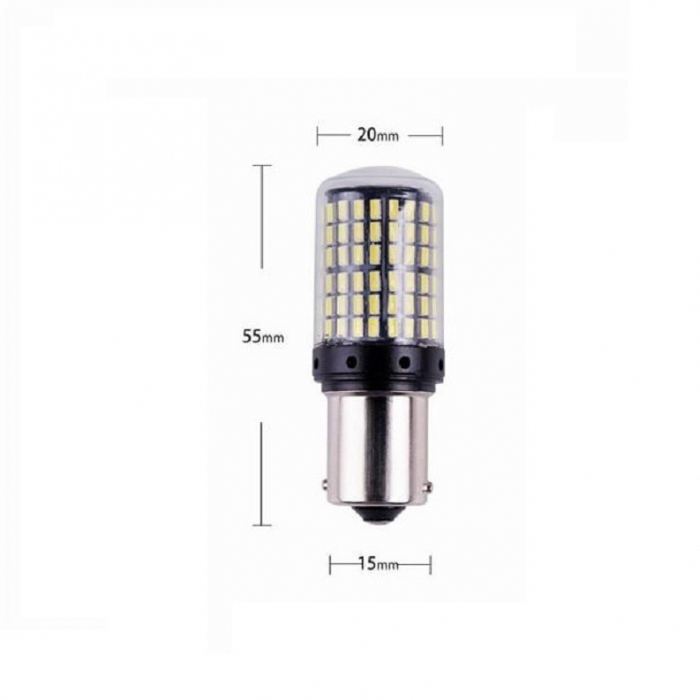 Led auto 1156 BA15S P21W Canbus Portocaliu cu 144 SMD 3014 12V BA15S 144SMD 3014 amber [2]