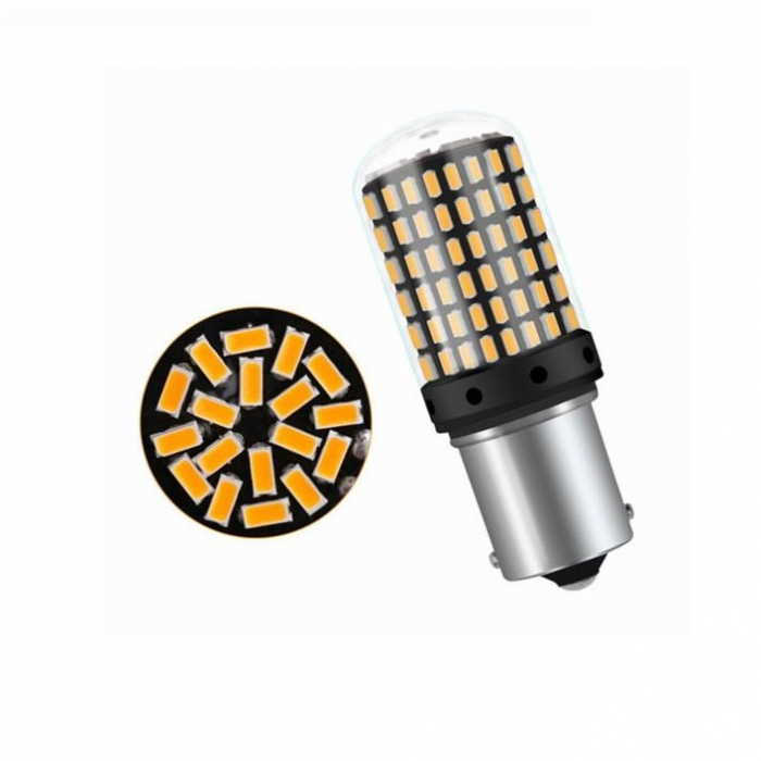 Led auto 1156 BA15S P21W 1156 Rosu cu Canbus 144 SMD 3014 12V - BA15S-144SMD-3014 [2]