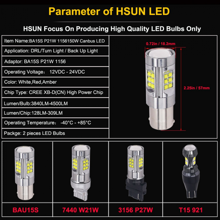 Led auto ALB 150W BA15S, 12V-24V Canbus 30 Leduri CREE 5W - 1156-150W [3]