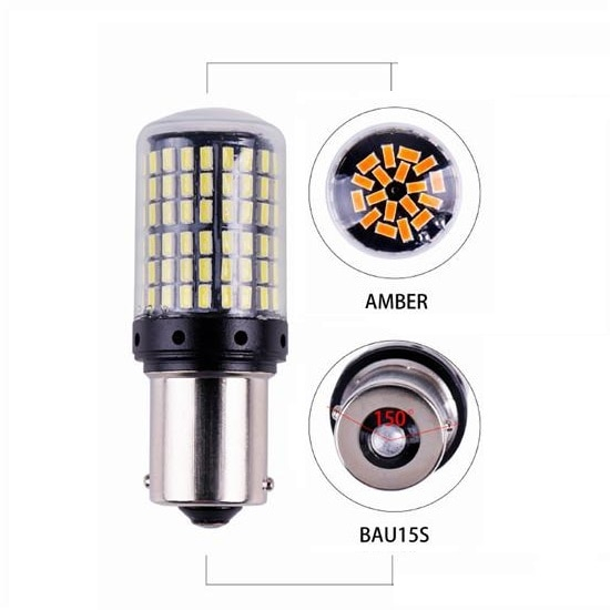 Led auto BAU15S PY21W Portocaliu Canbus 144 SMD 3014 12v BAU15S 144SMD 3014 amber [1]
