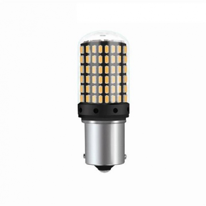 Led auto BAU15S PY21W Portocaliu Canbus 144 SMD 3014 12v BAU15S 144SMD 3014 amber [5]