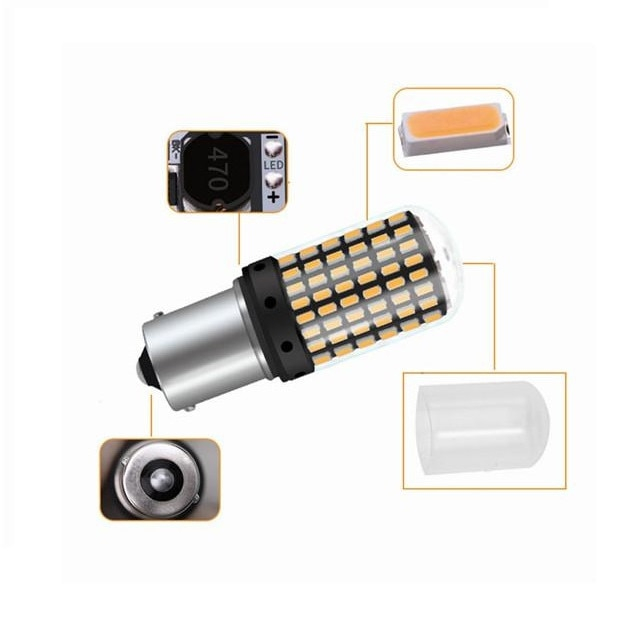 Led auto Canbus ROSU BAW15S PR21W 144 SMD 3014 12V - PR21W-144SMD-3014-RED [5]