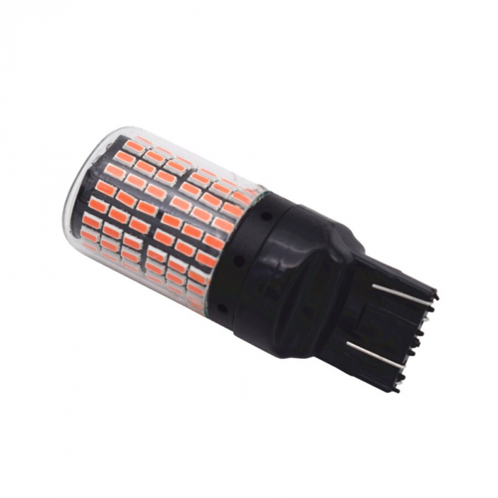 Led auto Canbus Portocaliu W21W/5W T20 7443 144 SMD 3014 12V T20 7443 - 144SMD-3014-AMBER [4]