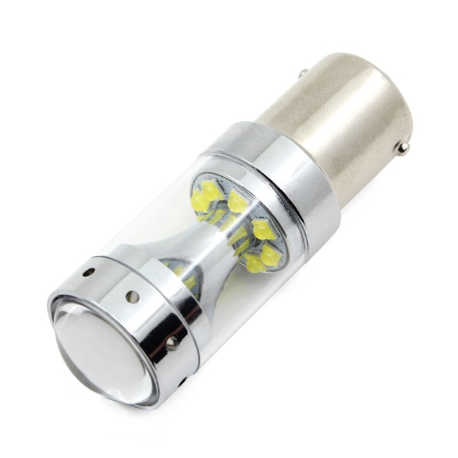Led Auto Portocaliu 60W P21W, BAU15S Canbus cu leduri CREE - Fara polaritate [5]