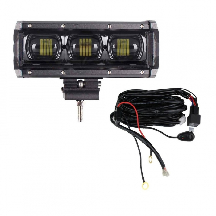 Led Bar 30W 6D 12V-24V, 3240 Lumeni, 8"/20,5 cm + cablaj alimentare cu releu, siguranta si buton on/off [6]