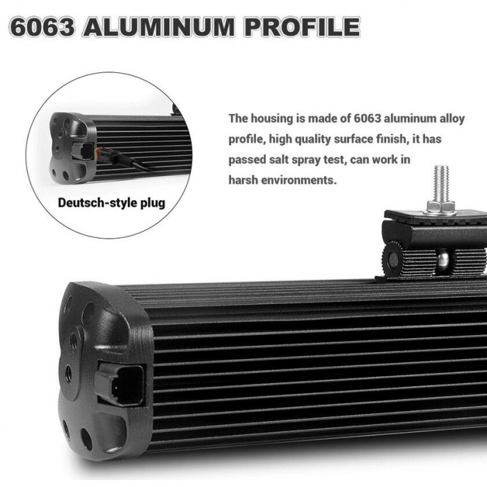Led Bar 90W 6D 12V-24V, 9720 Lumeni, 21"/53.5 cm + + cablaj alimentare cu releu, siguranta si buton on/off [3]