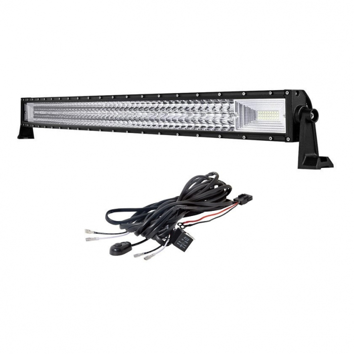 LED Bar Auto 459W, leduri pe 3 randuri, 12V-24V, 34020 Lumeni, 31,5"/80 cm, Combo Beam 12/60 Grade + cablaj alimentare cu releu, siguranta si buton ON/OFF [6]