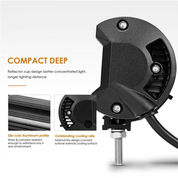 LED Bar Auto 594W, leduri pe 3 randuri, 12V-24V, 41580 Lumeni, 40,5"/103,5 cm, Combo Beam 12/60 Grade + cablaj alimentare cu releu, siguranta si buton ON/OFF [1]