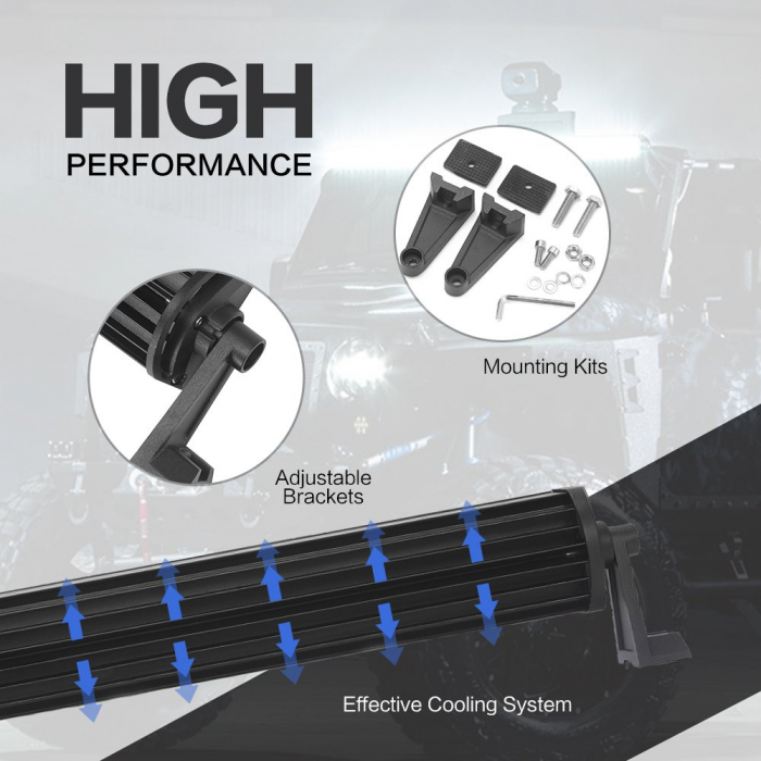 LED Bar Auto 702W, leduri pe 3 randuri, 12V-24V, 49140 Lumeni, 50"/127 cm, Combo Beam 12/60 Grade [5]