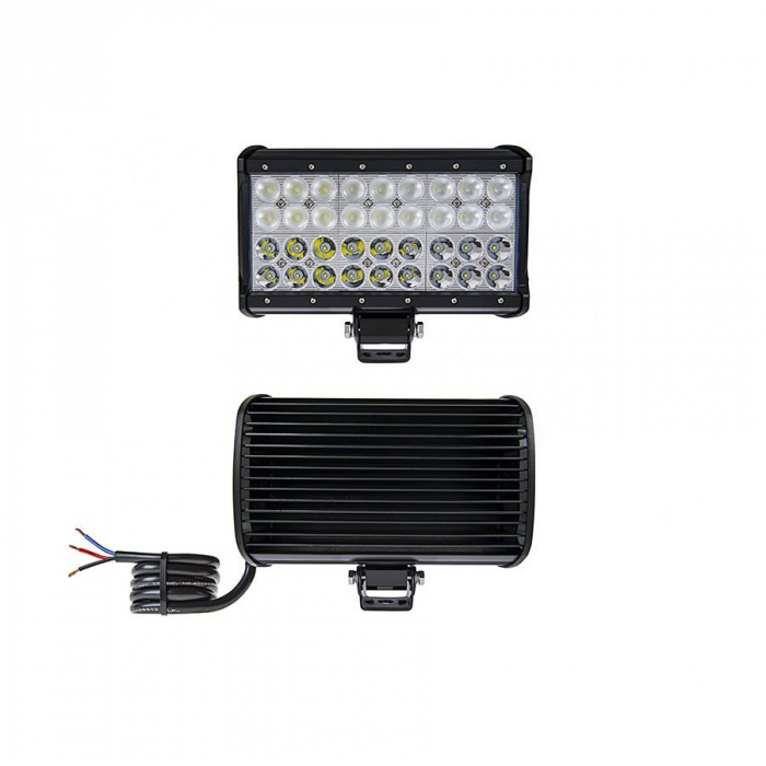 LED Bar Auto cu 2 faze (faza scurta/faza lunga) 108W/12V-24V, 9180 Lumeni, lungime 23,5 cm, Leduri CREE + Cablaj cu Releu si Buton On/Off [2]