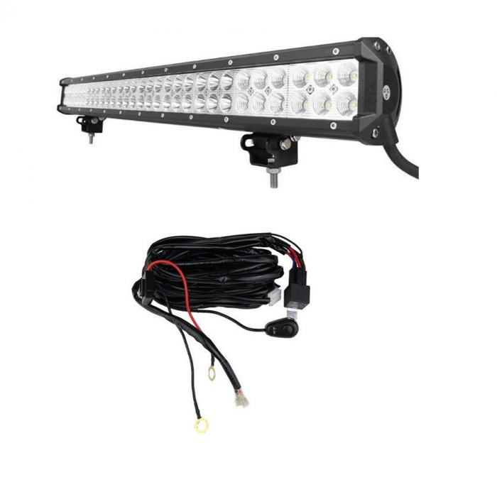 LED Bar Auto Offroad 180W/12V-24V, 15300 Lumeni, 28"/72 cm, Combo Beam 12/60 Grade + Cablaj cu Releu si Buton on/off [5]
