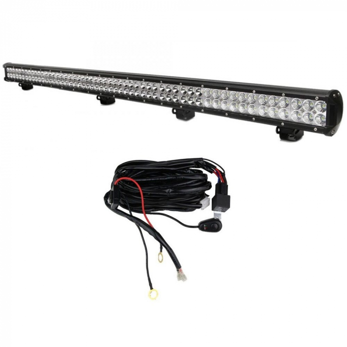 LED Bar Auto Offroad 324W 12V-24V, 27540 Lumeni, 50"/127 cm, Combo Beam 12/60 Grade + Cablaj cu Releu si Buton On/Off [4]
