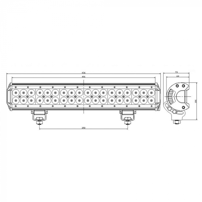 LED Bar Auto Offroad 4D 108W/12V-24V, 9180 Lumeni, 17"/44 cm, Combo Beam 12/60 Grade [2]
