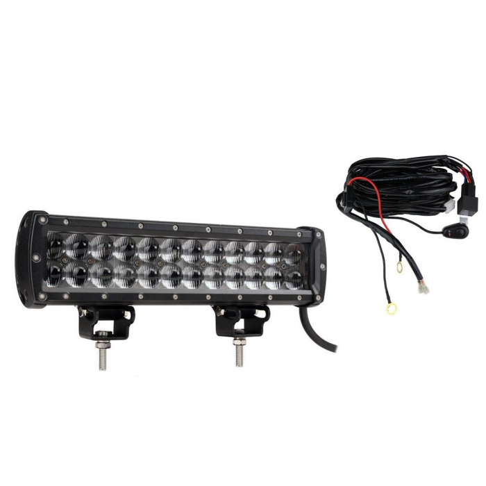 LED Bar Auto Offroad 4D 72W/12V-24V, 6120 Lumeni, 12"/30 cm, Combo Beam 12/60 Grade + Cablaj cu Releu si Buton [6]