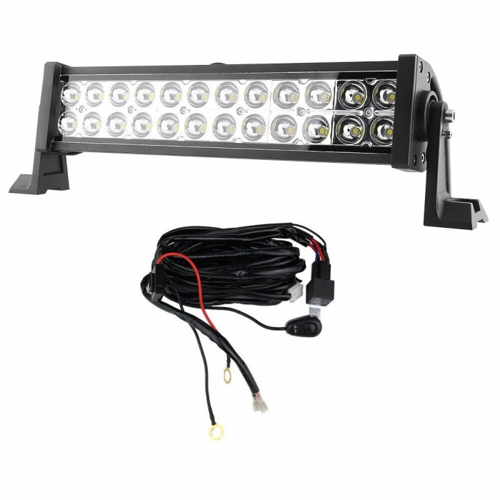 LED Bar auto offroad 72W/12V-24V, 5280 lumeni, 13,5"/35 cm, combo beam 12/60° + Cablaj cu Releu si Buton [4]