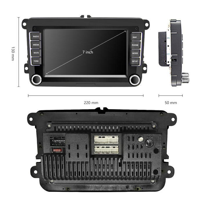 Navigatie GPS Android VW Golf 5 6 Passat B6 B7 CC Tiguan Touaran Jetta Eos Polo Amarok , 7 inch , Internet , 4G , Aplicatii , Waze , Wi Fi , Usb , Bluetooth , Mirrorlink [3]