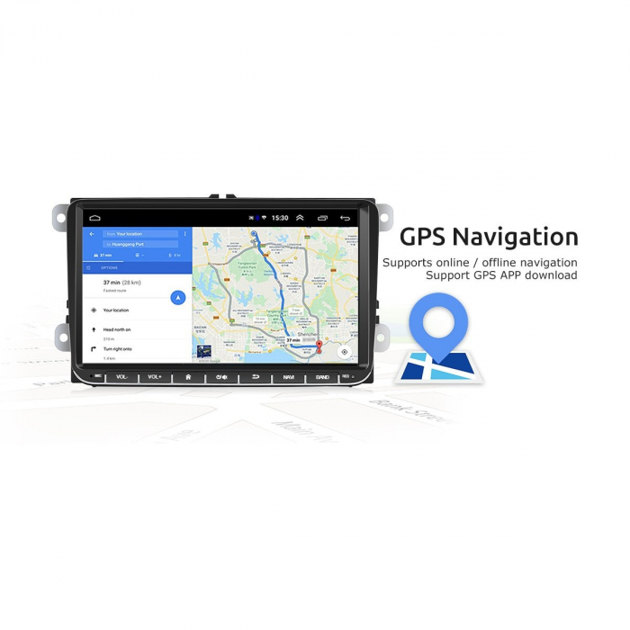 Navigatie GPS Android VW Passat B6, B7, Golf 5, 6, Touran, Polo, Jetta, WiFi, Bluetooth, Quad-Core A7 4 x 1.3GHz, 2 GB RAM, 32 GB ROM, CarPlay [6]