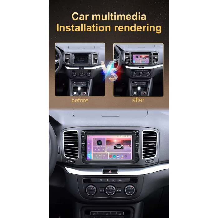 Navigatie Smart Pro 8'' Android 12 – CarPlay & Android Auto Wireless Compatibil cu VW (Passat, Golf, Tiguan, Polo), Skoda (Octavia 2, Superb, Fabia) si Seat (Leon, Ibiza), 4GB RAM, 64GB Memorie [3]