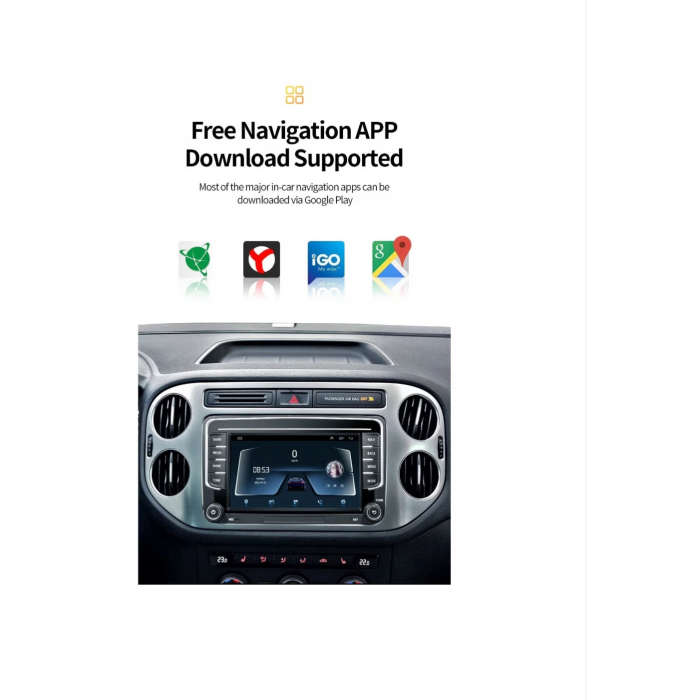Navigatie VW Golf Polo Passat b7 b6 SEAT leon Skoda, Ecran 7 inch, Android 13, Carplay, 4GB RAM + 64 GB ROM, Aplicatii, Waze, Wi Fi, Usb, Bluetooth [7]