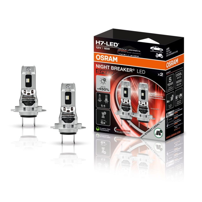 Osram H7 SPEED 2.gen +450% NIGHT BREAKER LED 64210DWNBSP450-2HB 6000K 2buc - Omologate RAR H7 [1]