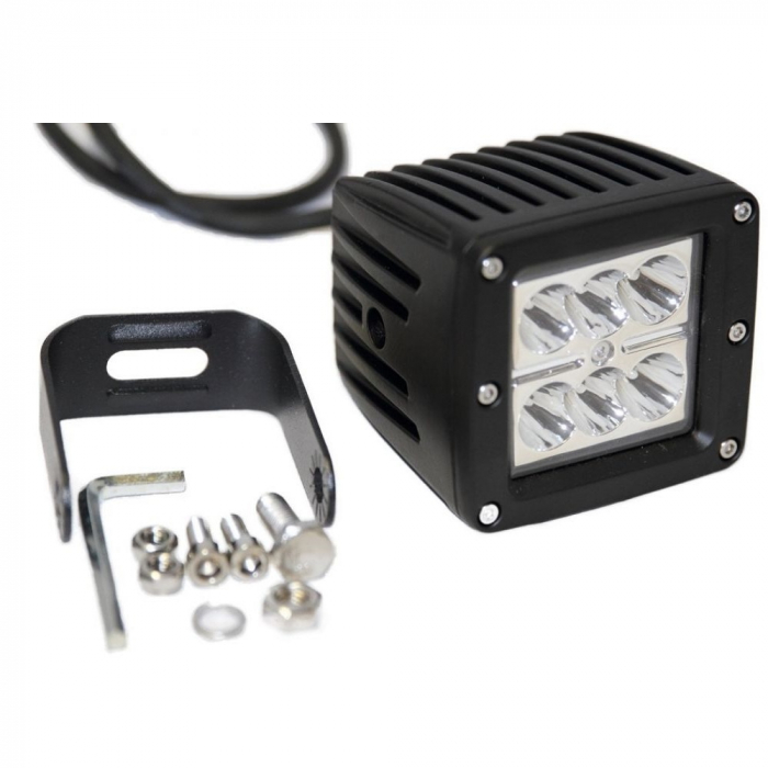 Proiector LED Auto Offroad 18W/12V-24V, Patrat, 1320 Lumeni, Spot Beam 25 Grade [1]