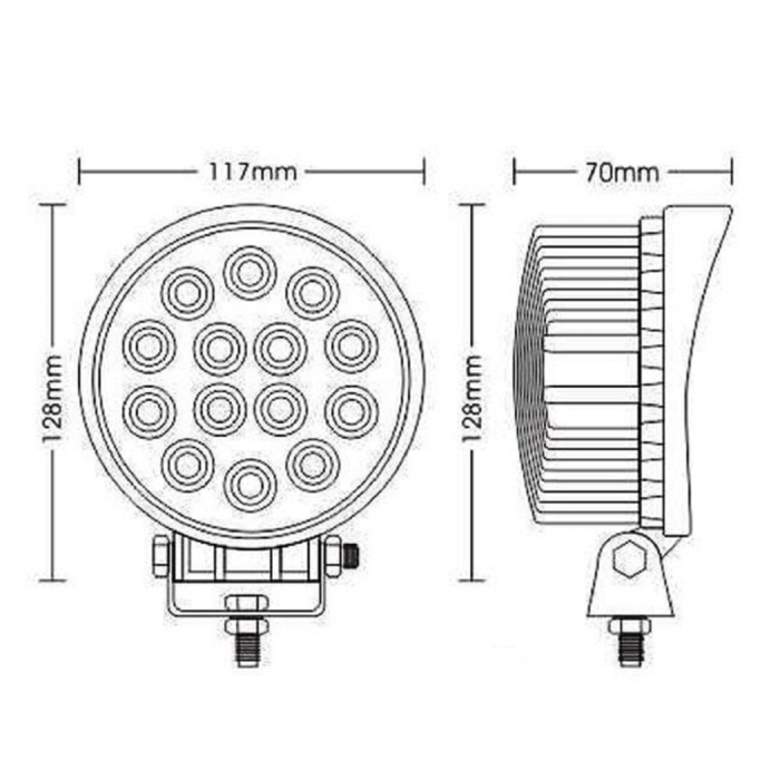 Proiector LED auto offroad 42W/12V-24V, 3080 lumeni, rotund, flood beam 60° [1]
