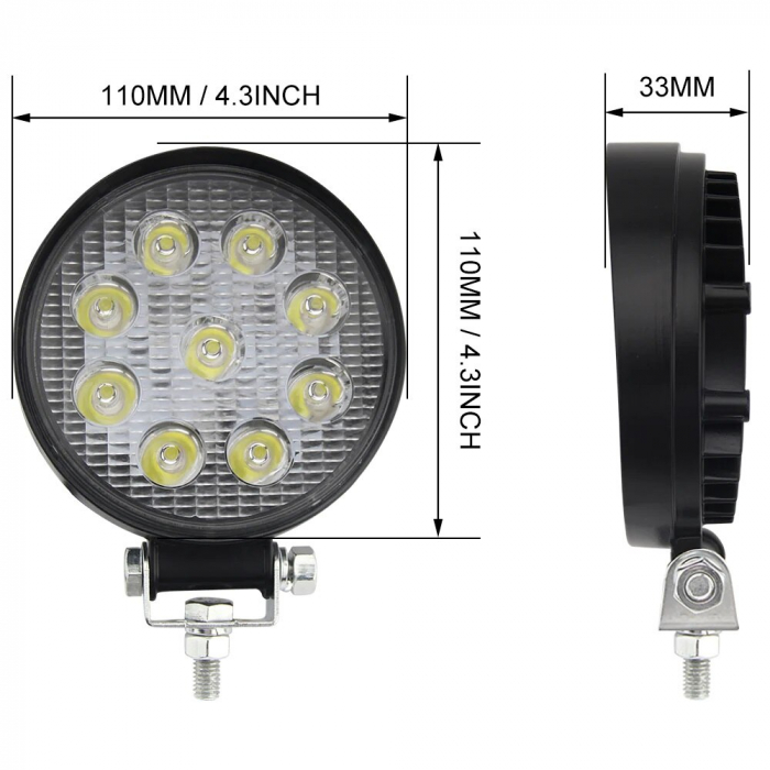 Proiector LED Auto Offroad 4D 27W/12V-24V, Rotund, Flood Beam 60 Grade, Slim [3]