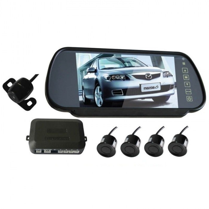 Senzori parcare auto cu camera video si display lcd de 7" in oglinda S608 [4]