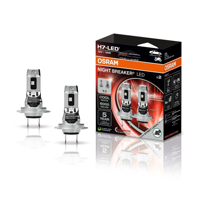 Set 2 Becuri Led H7 Osram Speed Night Breaker Led +330% - Omologate RAR H7 [1]