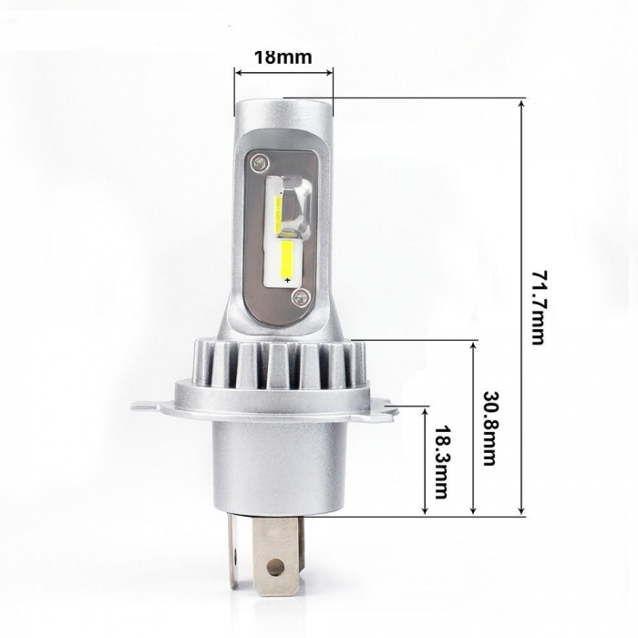 Set 2 leduri auto H4 C12 Canbus, putere 13W, luminozitate 3600 Lm, 12V-24V C12-H4 [1]