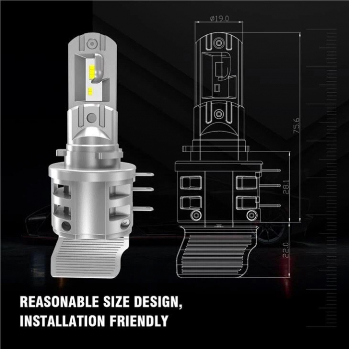 Set 2 leduri H15 ALL IN ONE pentru far auto 42W, 12V, 8000 Lumeni - V9S-H15 [2]