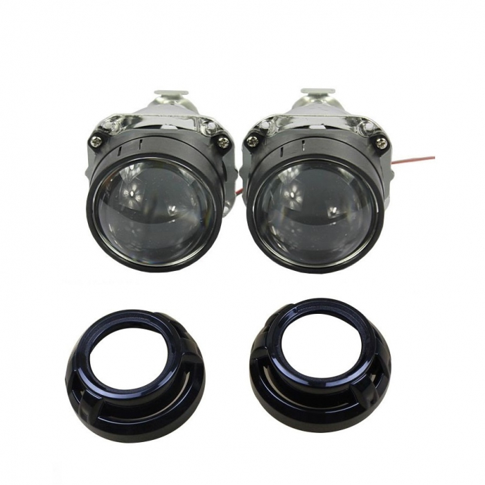Set 2 lupe Bifazice Bixenon Biled Mini H1 2.5", lungime 11.5cm, universale cu ornamente Z100 negre incluse [6]