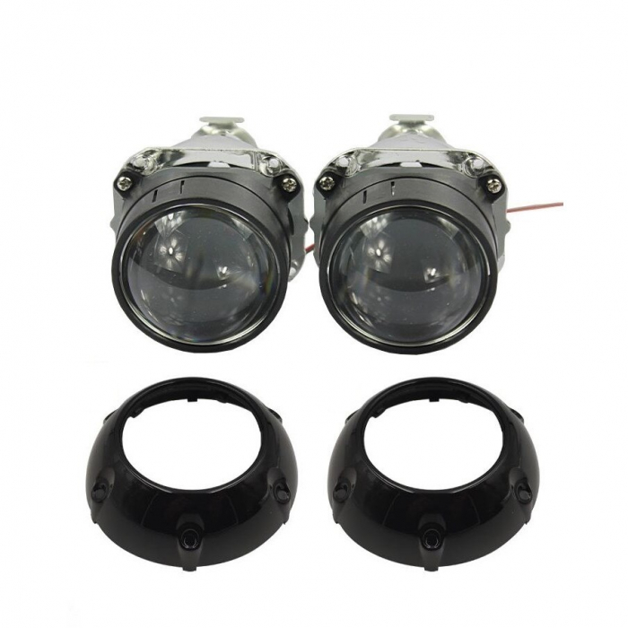 Set 2 lupe Bifazice Bixenon Biled Mini H1 2.5", lungime 11.5cm, universale cu ornamente Z106 negre incluse [6]