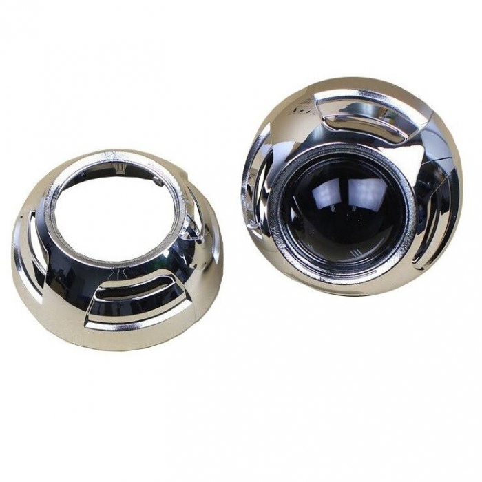 Set 2 lupe Bifazice Bixenon Biled Mini H1 3 inch, lungime 12cm, universale cu ornamente cromate Z102 incluse [3]
