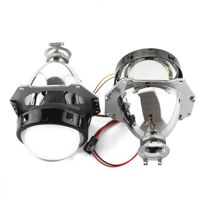 Set 2 lupe Bifazice Bixenon Biled Mini H1 3 inch, lungime 12cm, universale cu ornamente cromate Z104 incluse [6]