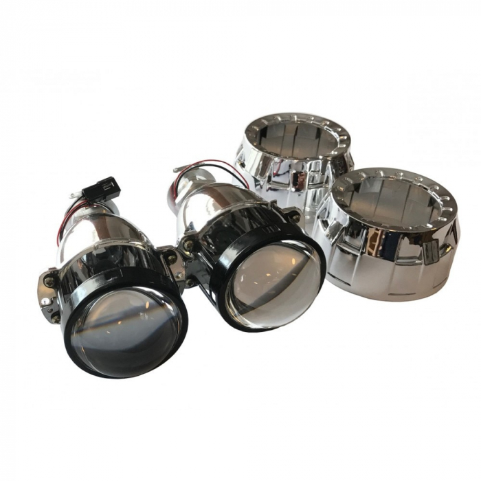 Set 2 Lupe Bifazice/Bixenon Mini H1 2,0" universale, cu ornamente incluse [2]