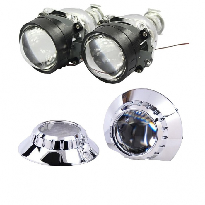 Set 2 lupe Bifazice/Bixenon Mini H1 2.5", pentru BMW E46 cu ornamente ZKW incluse [1]
